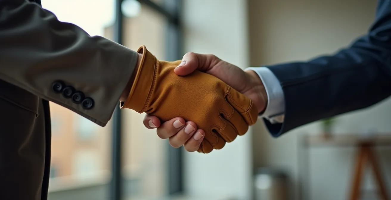 Poignée de main professionnelle symbolisant un accord de confiance